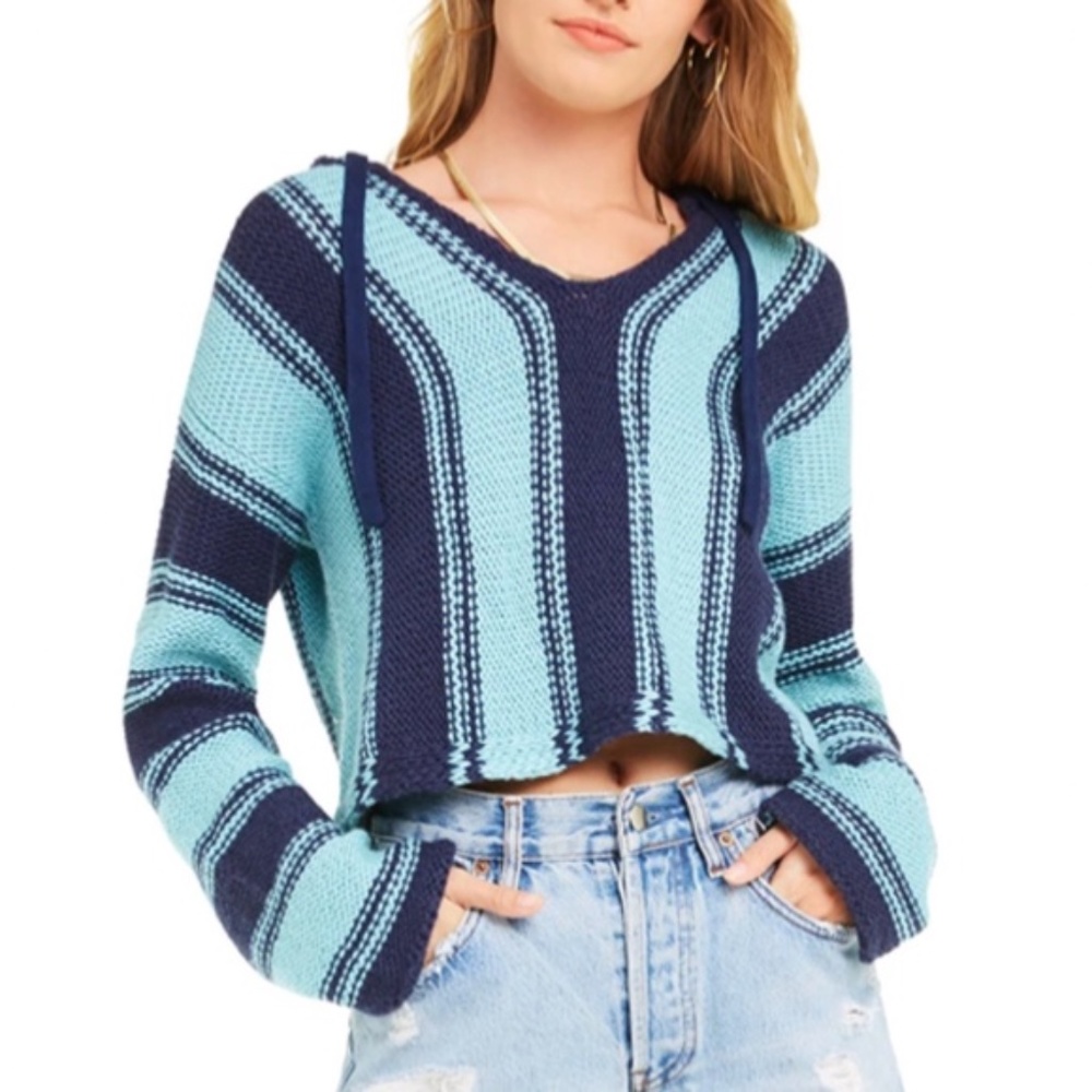 Wildfox Chromatic Stroke Hermosa Baja Sweater Blue and Light Blue Size Medium